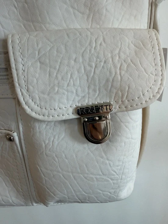 Rossetti Women's White Crossbody HandBag Purse with Front Pockets - Picture 3 of 10